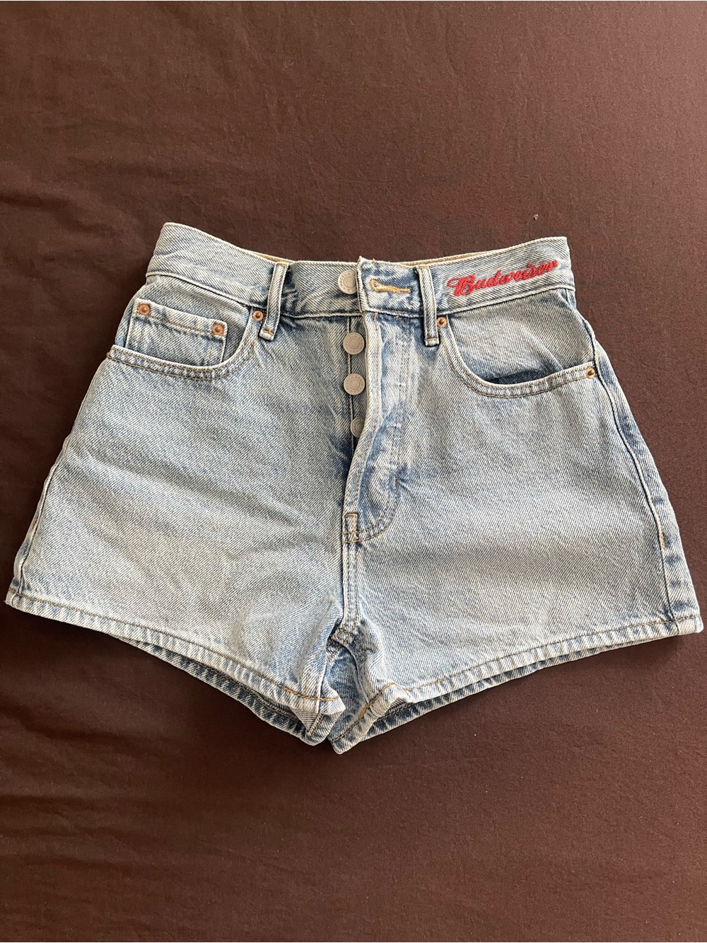 PacSun Light Blue Denim High-Rise Button-Fly Women’s Shorts